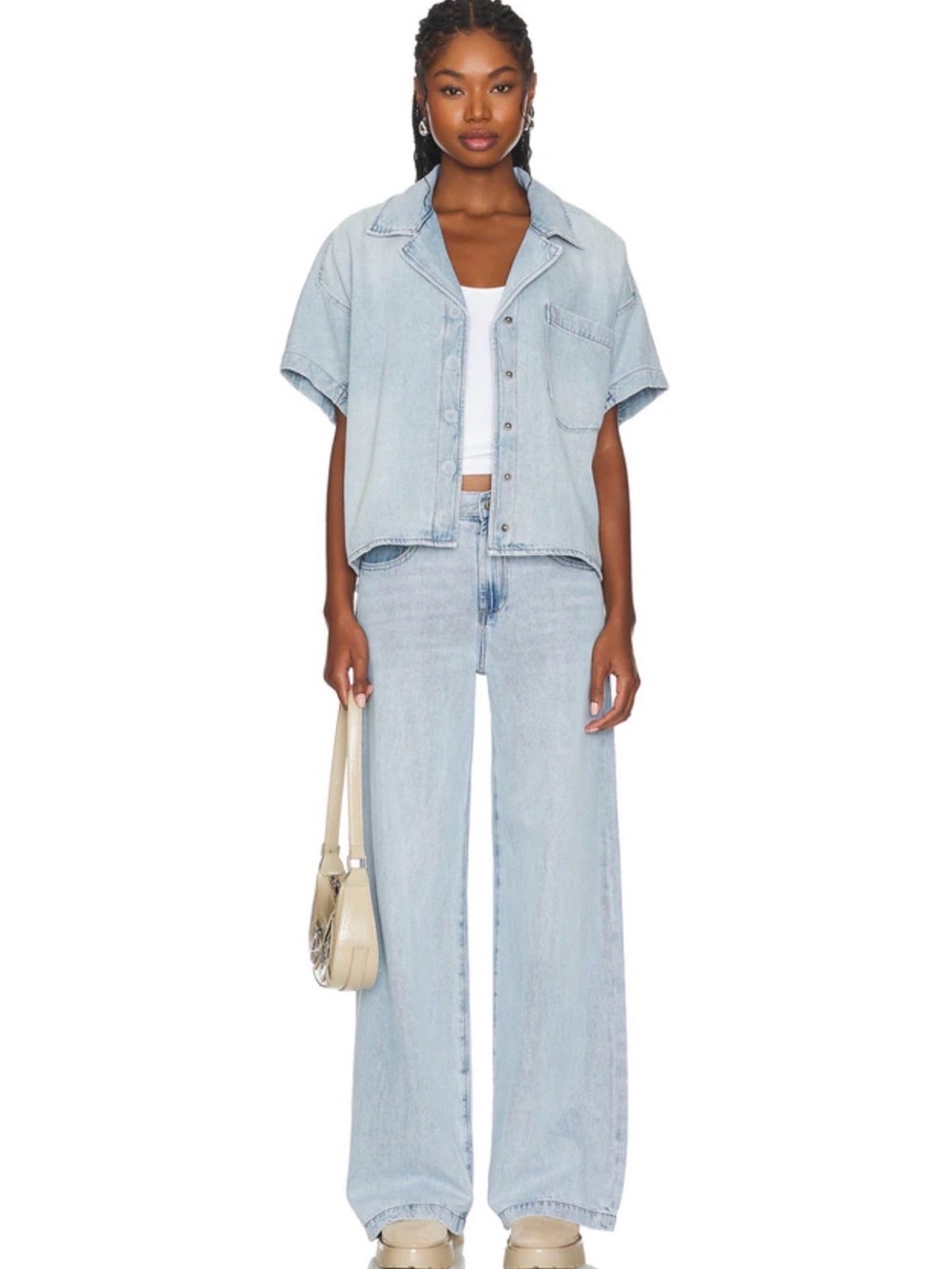 PISTOLA Jadyn Low Slung Palazzo Wide Leg Jeans Light Wash Blue Chateau